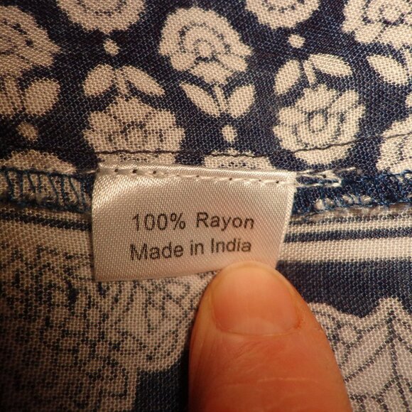 Fashion Fuse A-Line Sundress S Sleeveless Button Closure Floral Navy/White Pocke - Picture 10 of 13